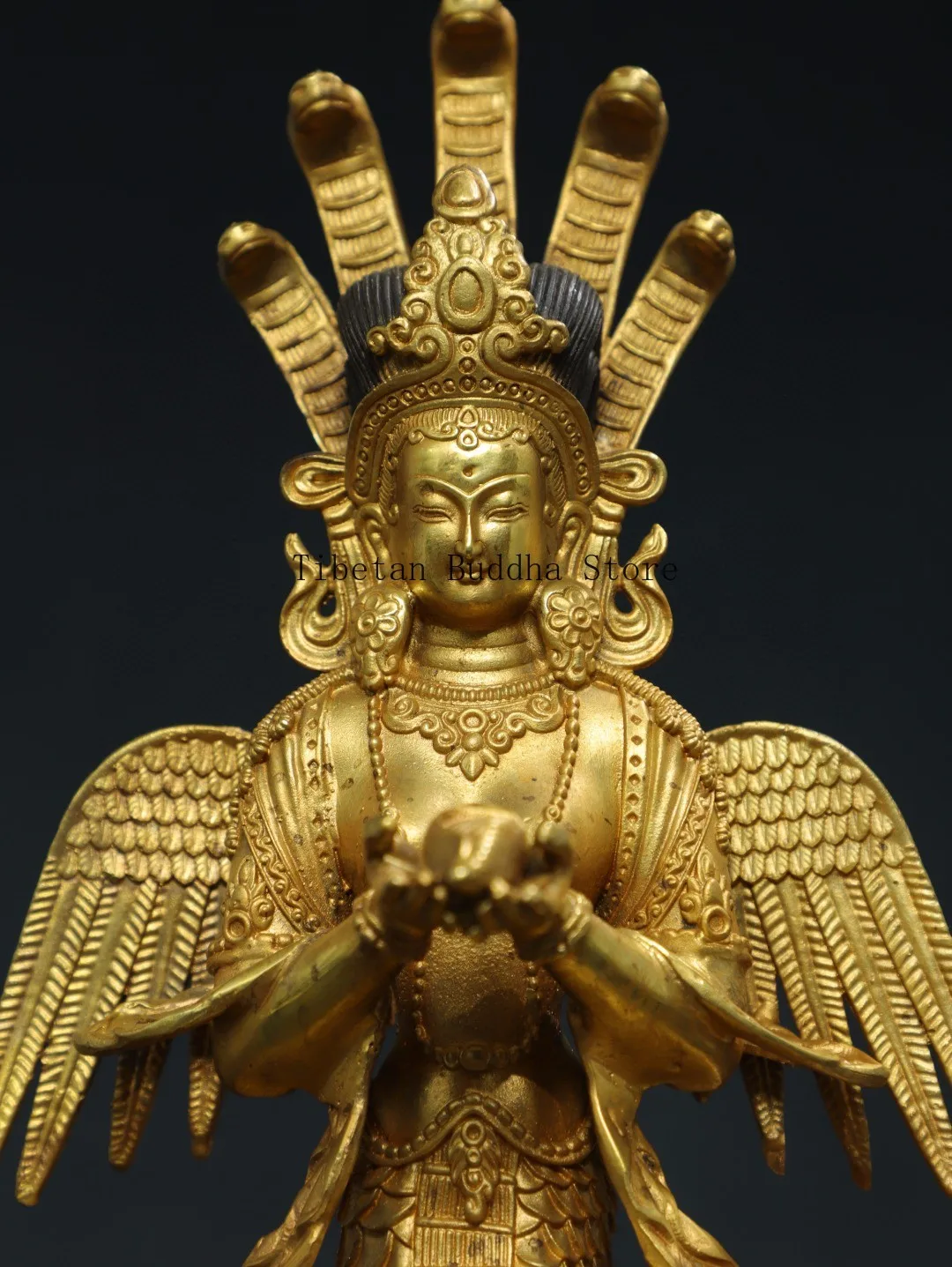 Тибетский Старый Бронзовый Будда Медь Позолоченный Дракон Дерево Бодхисаттва