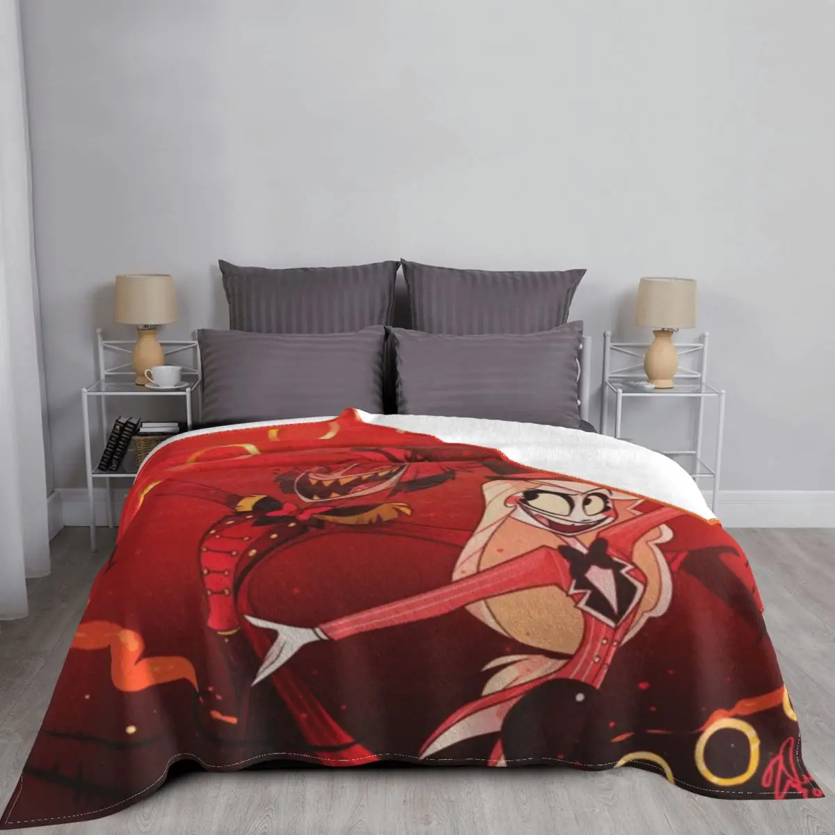 Одеяло аниме Шарлотта из мультфильма Hazbin Hotels бархатное всесезонное