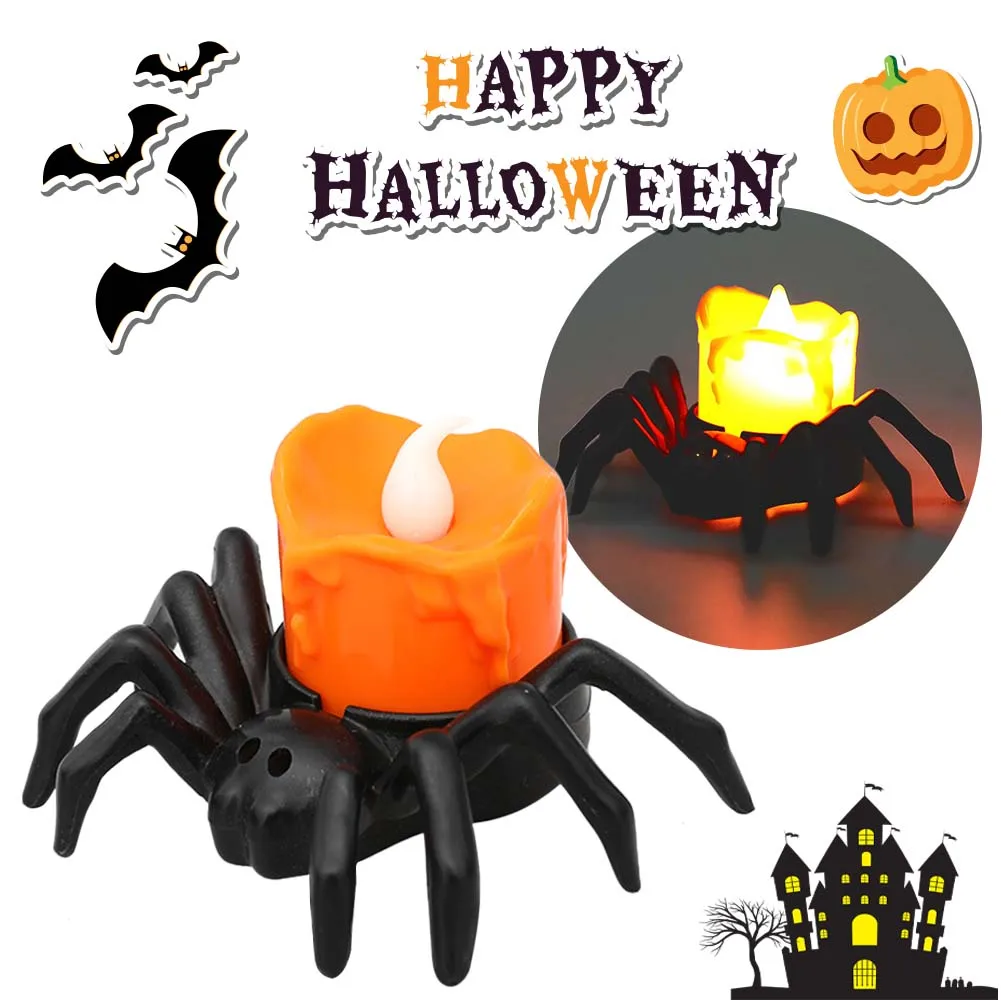 

Halloween Decorations LED Candle Light Plastic Spider Pumpkin Lamp for Home Bar Haunted House Halloween Party Decor Horror Props