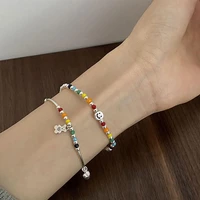 korean rainbow smiling face bear heart beaded bracelet new design adjustable bracelet set for women 18 kt gold gifts romantic