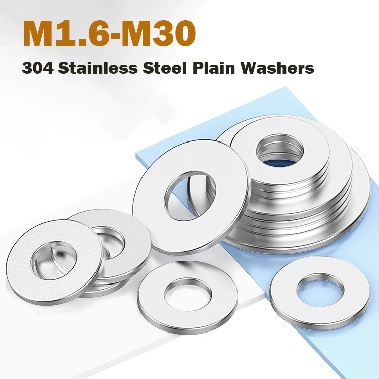 

M1.6/M2/M2.5/M3/M4/M5/M6/M8-M30 Большая плоская шайба из нержавеющей стали 304, большая металлическая прокладка, простые шайбы Meson
