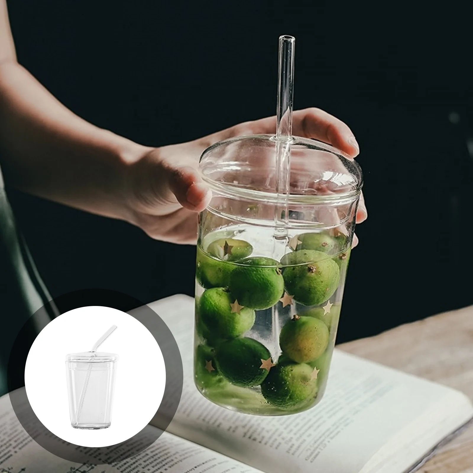 

Water Bottle Cup Glass Straw Wide Mouth Juice Bottles Beverage Jug Drinking Cola Sports Clear Tumbler Jar Coffee Iced Tea Bubble