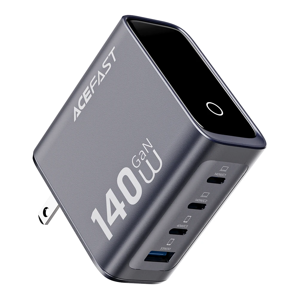 Зарядное устройство ACEFAST US Plug GaN 140W с быстрой зарядкой и LED-дисплеем для iPhone 1716 Pro Max, USB-C, USB-A, сетевой адаптер для путешествий (art.: 3920d97ebe2dc) - 3920d97ebe2dc