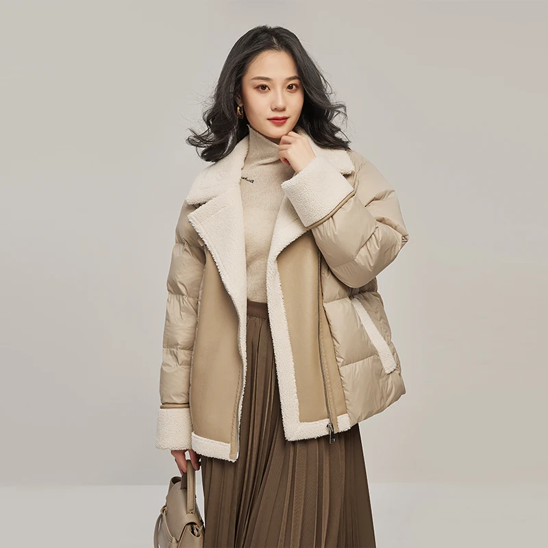 New Casacos Femininos Inverno 2022  90%  White Duck Down  Autumn/Winter  Safari Style  Wide-waisted  Zipper  Winter Coat Women