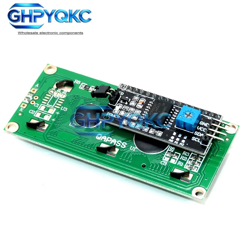 LCD-модуль 1602 с синимжелто-зеленым экраном, 16x2 символьный LCD-дисплей, интерфейс PCF8574T PCF8574 IIC I2C, 5В, для Arduino (art.: 3920da01cb477) - 3920da01cb477