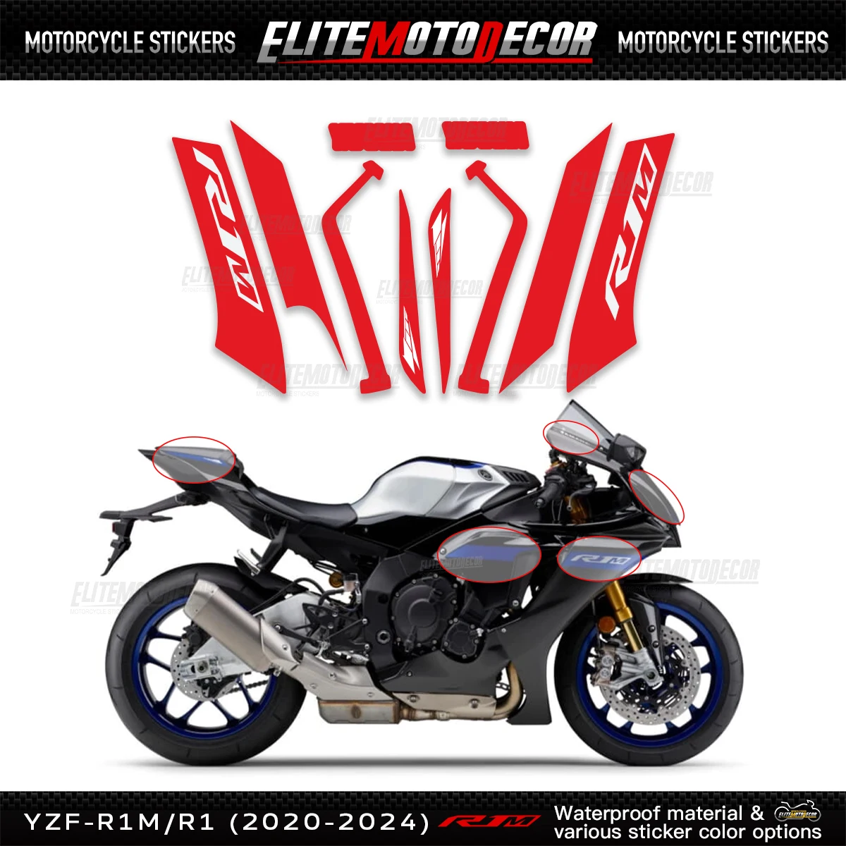 Фото YZF R1 R1M 2024, новый обтекатель мотоцикла, индивидуальная наклейка, наклейка на полный автомобиль, наклейка для YAMAHA R1M 2020 2021 2022 2023 2024 №4