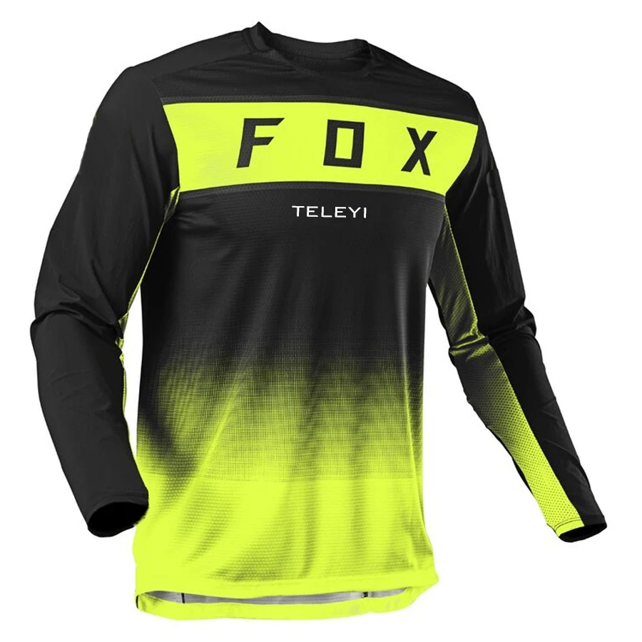 

2023 Men Cycling Quick Dry Motocross Jersey Downhil Mountain Bike DH Shirt MX FOX TELEYI Clothing Ropa for Boys MTB T-Shirts