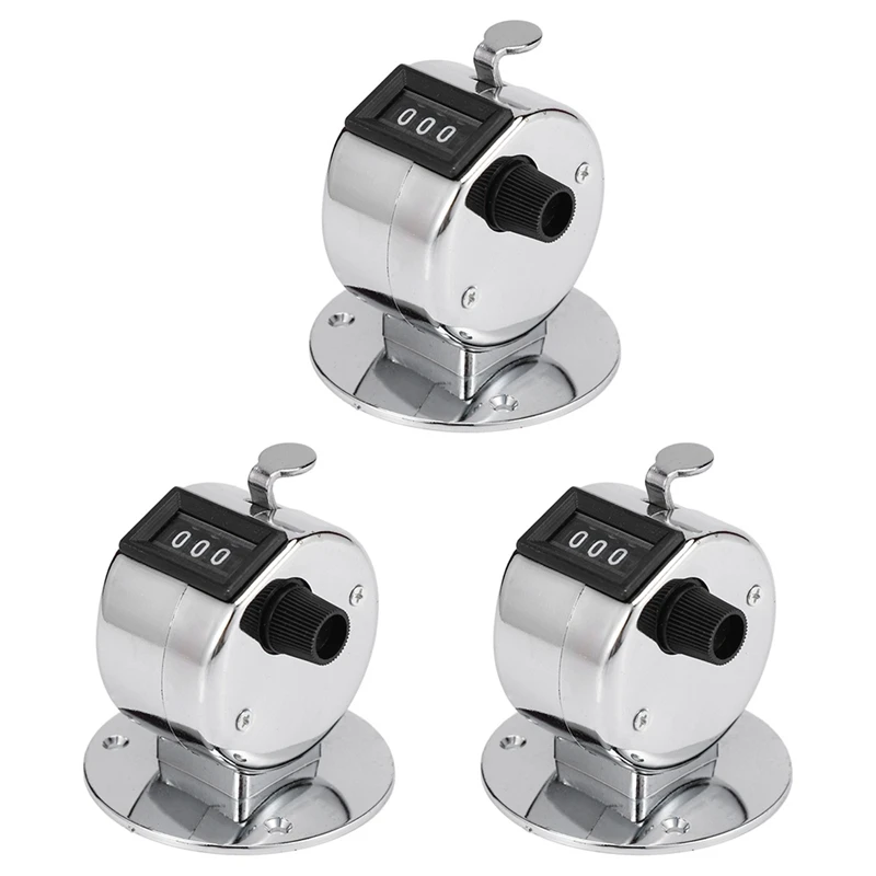

3X Round Base 4 Digit Manual Hand Tally Mechanical Palm Click Counter CNIM Hot