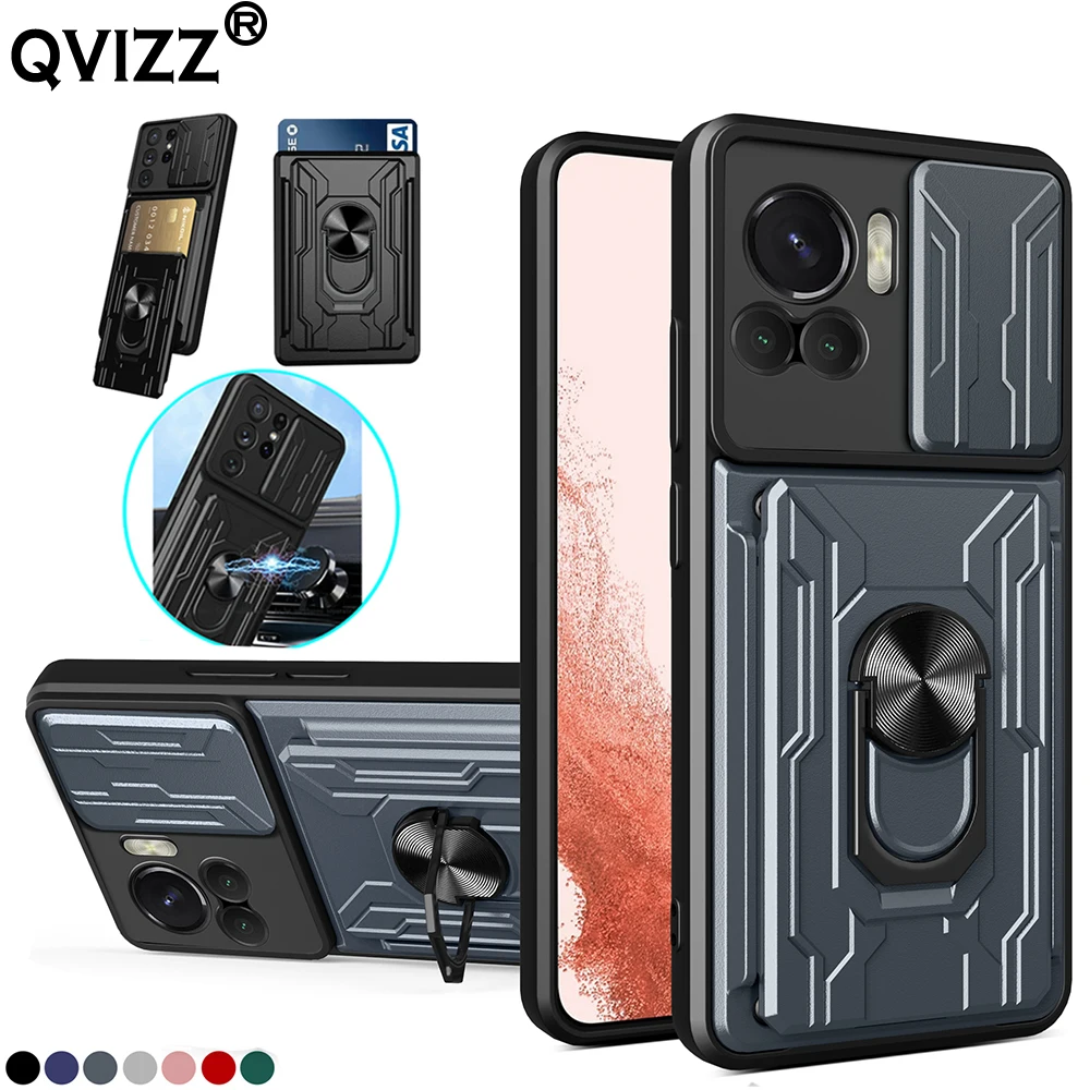 

Slide Camera Case for Motorola Moto Edge 30 Ultra Car Magnetic Ring Holder Card Slot Pocket Phone Cover Motorola Moto X30 Pro