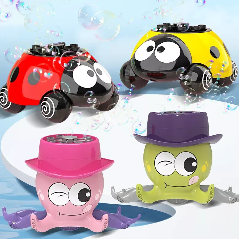 

Automatic Bubble Machine Ladybug Octopus Toy Pull Cable Walking Pet Soap Water Bubbles Summer Outdoor Toys Gifts