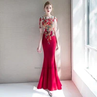 2022 ladies lace qiapo dress cheongsam traditional clothing chinese lace qipao dresses elegant oriental new year evening dress