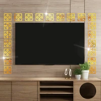 10pcs 3d gold mirror wall sticker building border self adhesive acrylic mirror livring room celing wall waist line home decor