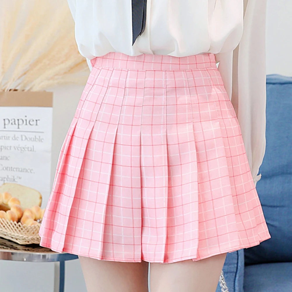 

Uniform Mini Skirts for Girls High Waist Pleated Skirt y2k Summer Casual Kawaii A-line Plaid black tennis Japanese School