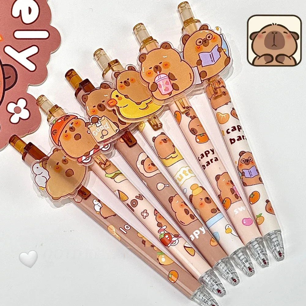 

6/48 шт./лот, милая шариковая ручка с рисунком капибары, механический карандаш, гелевая ручка, канцелярские принадлежности, студенческие принадлежности, канцелярские товары, оптовая продажа