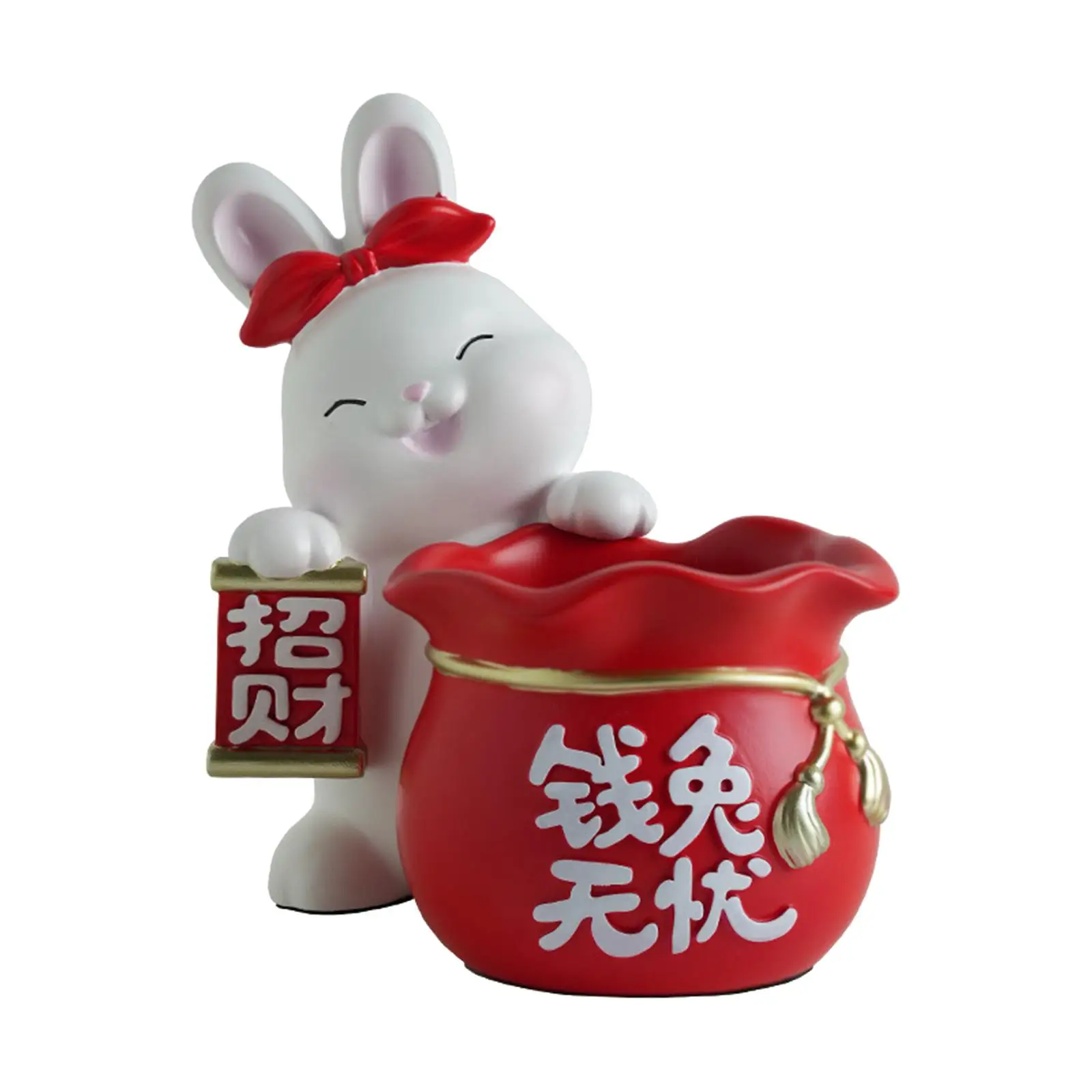 

Chinese Rabbit Storage Tray Statue Resin Bunny Figurine Sculpture Key Holder Candy Dish for Bar Living Room Apartment Decoration