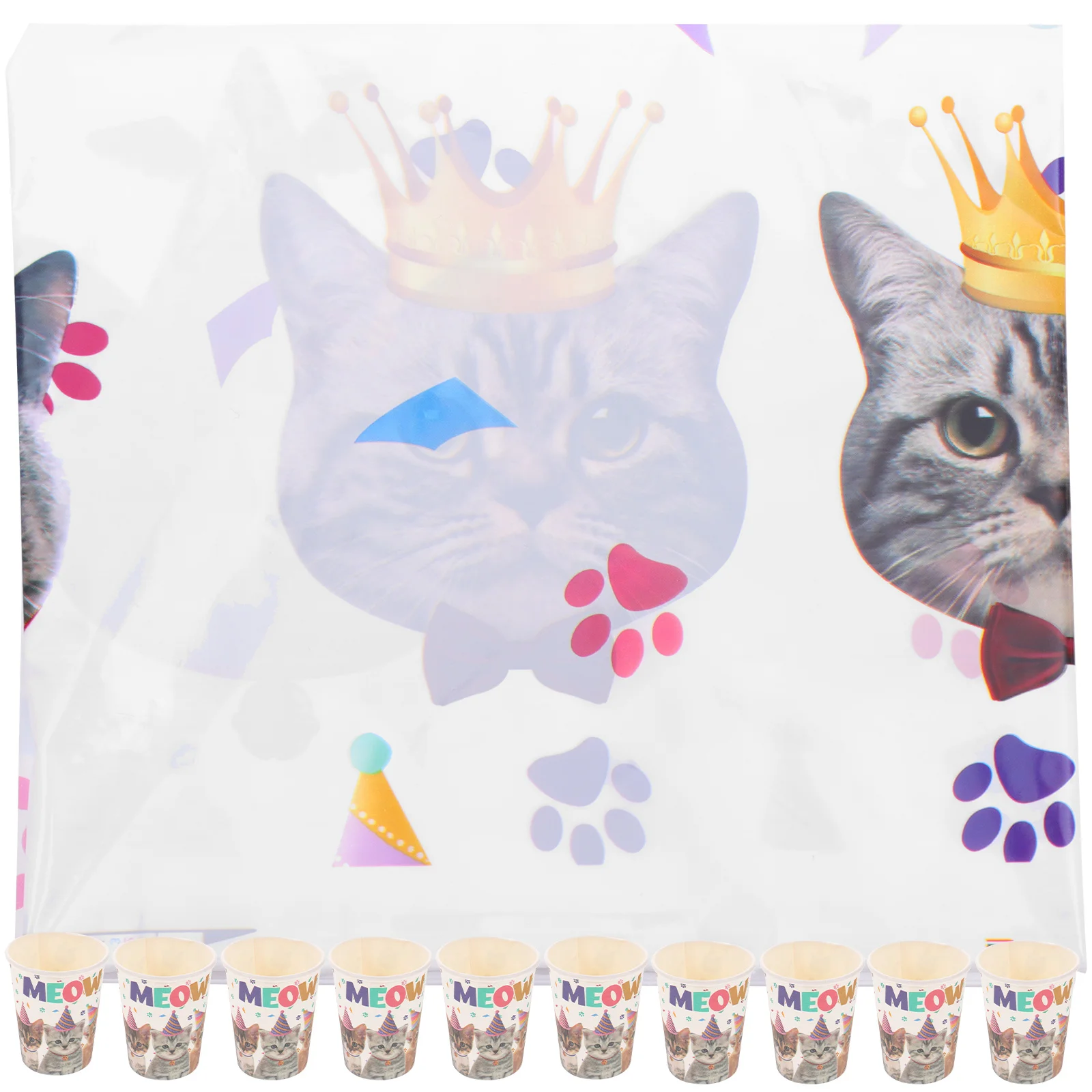 

Party Cat Birthday Kitten Supplies Paper Decorations Table Napkins Plates Tableware Set Cups Themed Cloth Cover Pet Decor