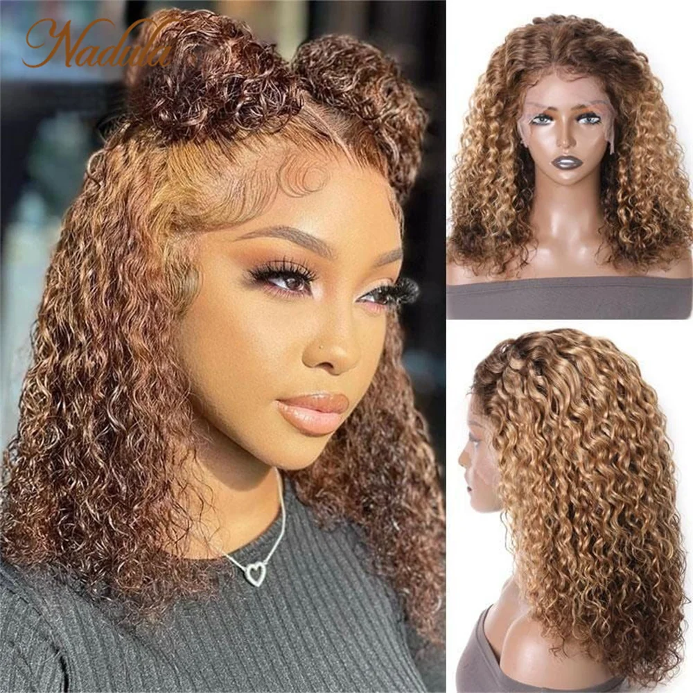 Nadula Hair Honey Blond Highlight 6x4.5 Pre Cut Lace Closure Wig Water Wave Short Bob Wig 3 Second Install Wear & Go Wigs