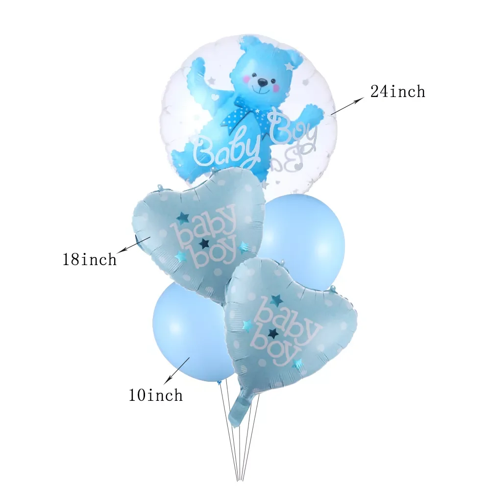 

New 1set 4D Transparent Baby Boy Girl Blue Pink Bubble Balloon Bear Foil Balloons Kids Birthday Gender Reveal Baby Shower Decora
