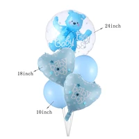 new 1set 4d transparent baby boy girl blue pink bubble balloon bear foil balloons kids birthday gender reveal baby shower decora