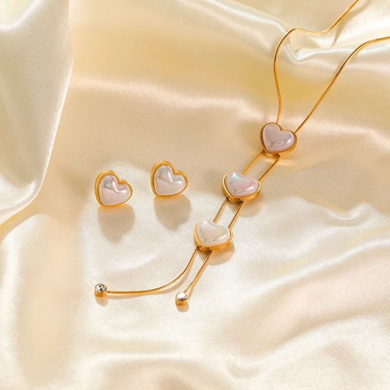 EILIECK длинное ожерелье из нержавеющей стали с подвеской в виде сердца цепочка змеи