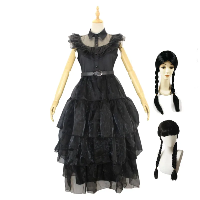 

Movie Wednesday Addams Cosplay Costume Dresse Cosplay Gothic Wind Kids Children Dress Halloween Party Costumes