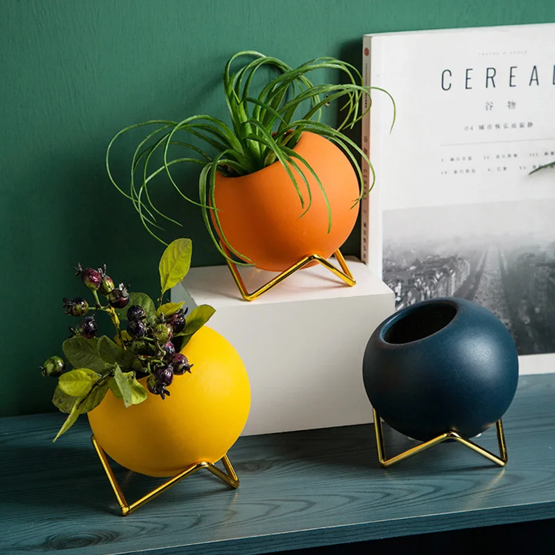 

Nordic Plant Pot With Support Small Ornaments Home Decor Flower Vases Creative Desktop Decoration Mini Vase Декор Для Дома