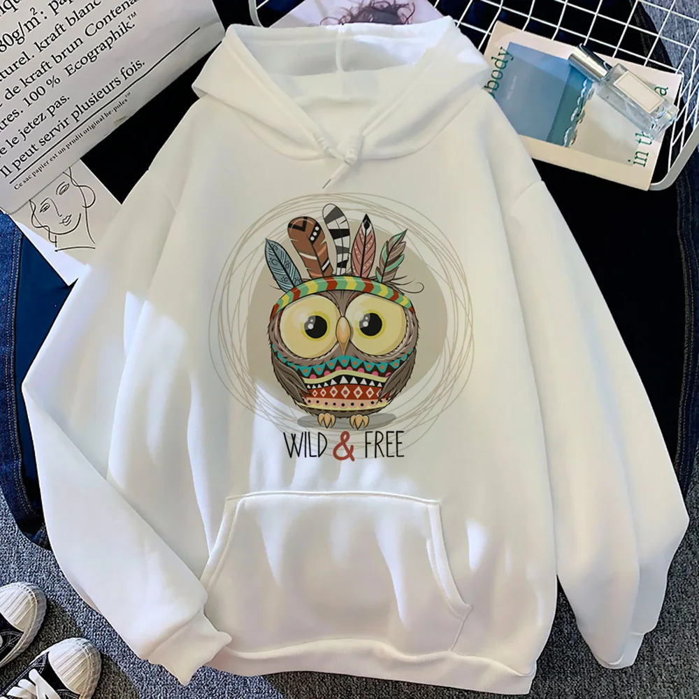 Owl hoodie soft fabric printed design patterned clothes for teens kawaii girl sweatshirts tracksuits graphic