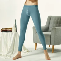 mens long johns soft lightweight cotton thermal rib stretchy base layer warm underwear bottoms