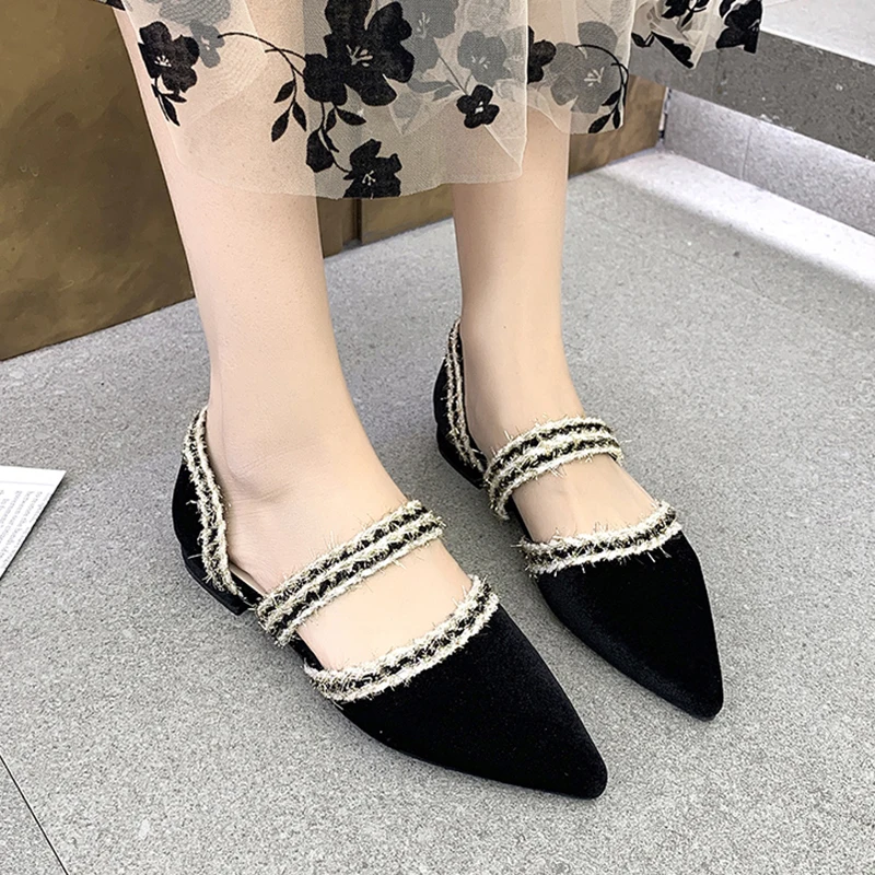 

Туфли Lucyever женские на низком каблуке, удобные фланелевые туфли-лодочки с острым носком, перекрестной шнуровкой, черные, весна 2022