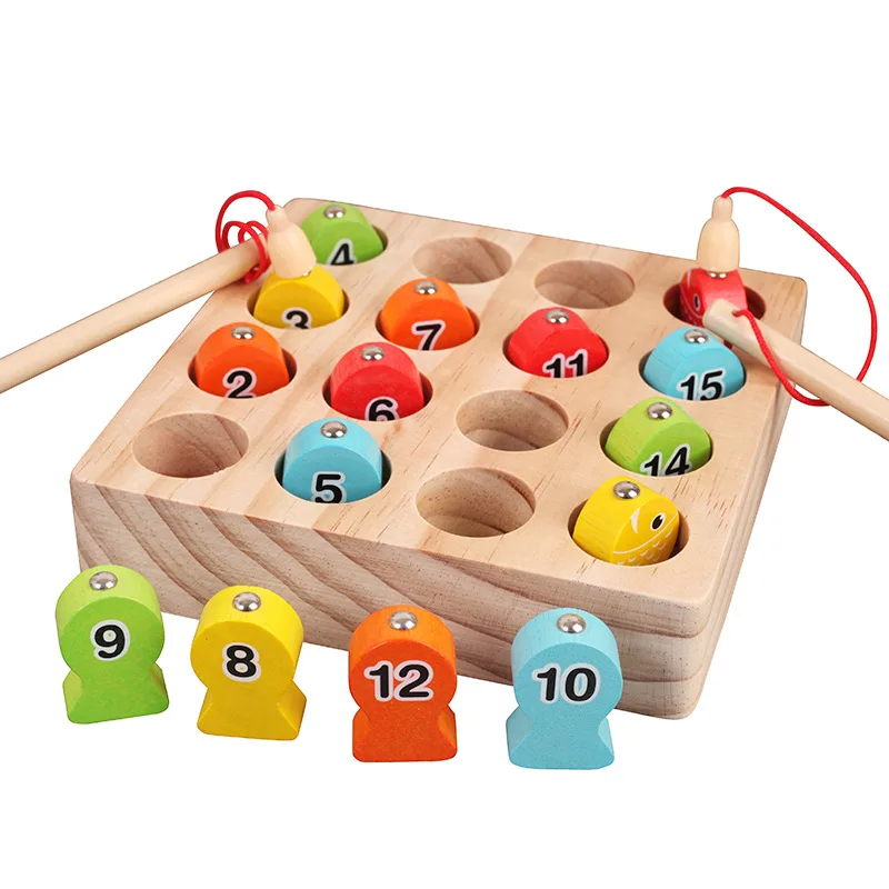 

Kids Toys Montessori Educational Wooden Toys Count Magnetic Fishing Toys Math Toys Early Learning Educational Toys for Children