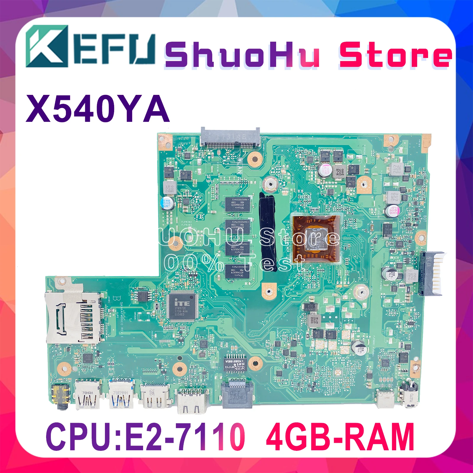 

Материнская плата X540YA для ноутбуков ASUS X540Y X540 D540Y, материнская плата E2-7110 4GB-RAM, оригинальная материнская плата с функцией 100% протестирована