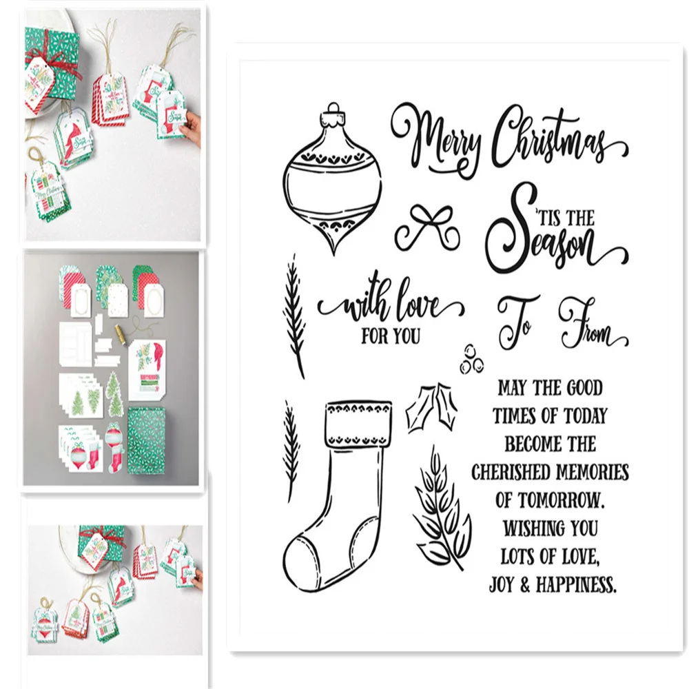 

Christmas Socks Silicone Stamp and Metal Cutting Dies for DIY Scrapbooking Photo Album Craft Paper Card Template Handcraft Dies