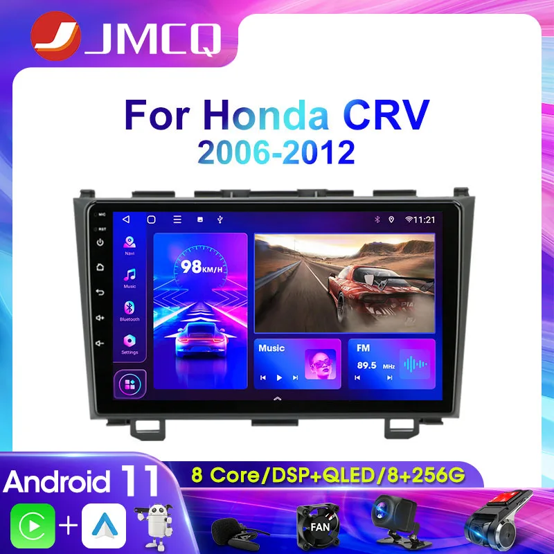 Автомагнитола JMCQ 2 Din Android 11, мультимедийный видеоплеер для Honda CRV CR-V 2006-2012, навигация GPS Carplay 4G, головное устройство DSP