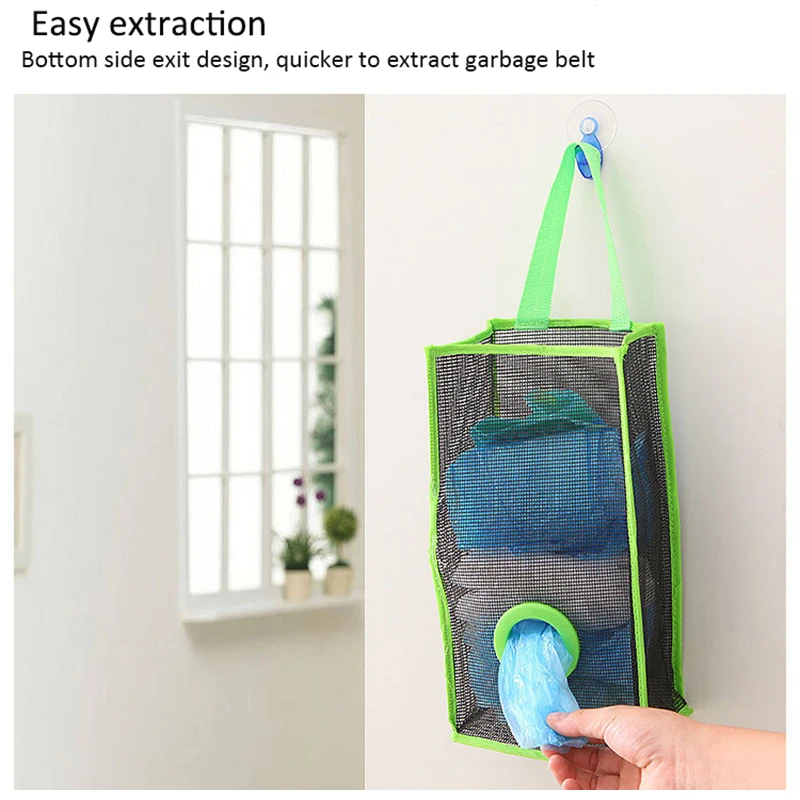 

Kitchen Storage Bag Wall Mount Storage Mesh Bag Travel Portable Storage Garbage Organizer Take In Basket Bathroom Accessories