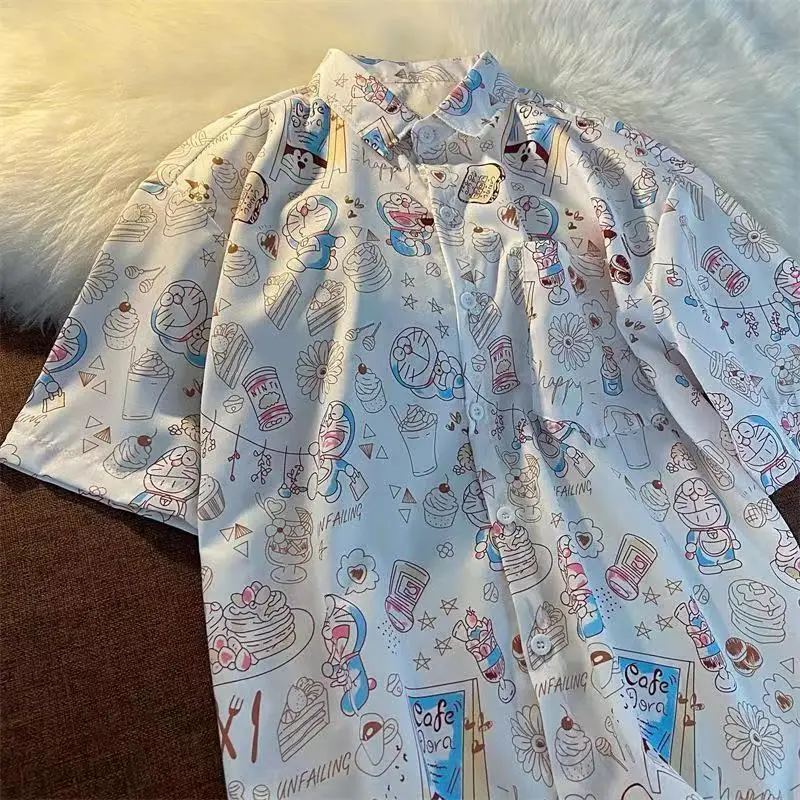 

Cartoon Full Printed Cute Loose Shirts Womens Tops Streetwear Oversized Beach Shirt Japanese Harajuku Casual Holiday 2022 Summer
