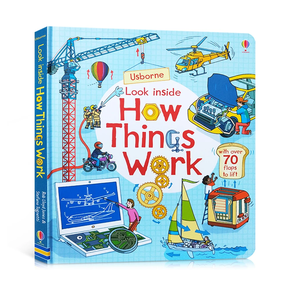 

Usborne Look Inside How Things Work Children's 3D Picture Flip Book Looking Through Kids Baby English Educational Cardboard Book