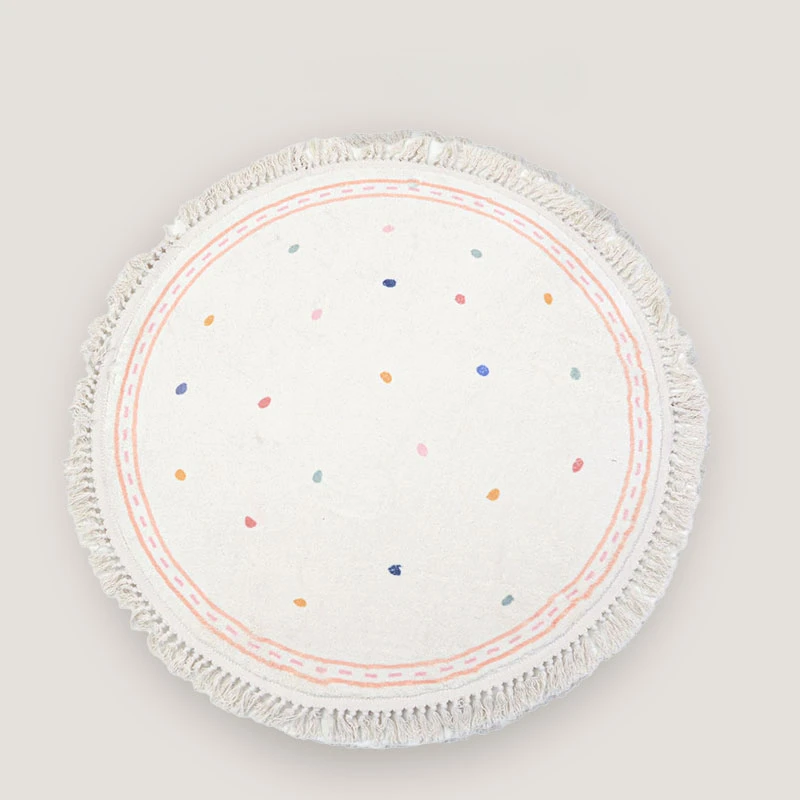 Круглые ковры с кисточками для гостиной, большой площади, милый белый детский ковер с пятнистым узором, ковер для спальни для девочек, плюшевые мягкие коврики 양 Wee자