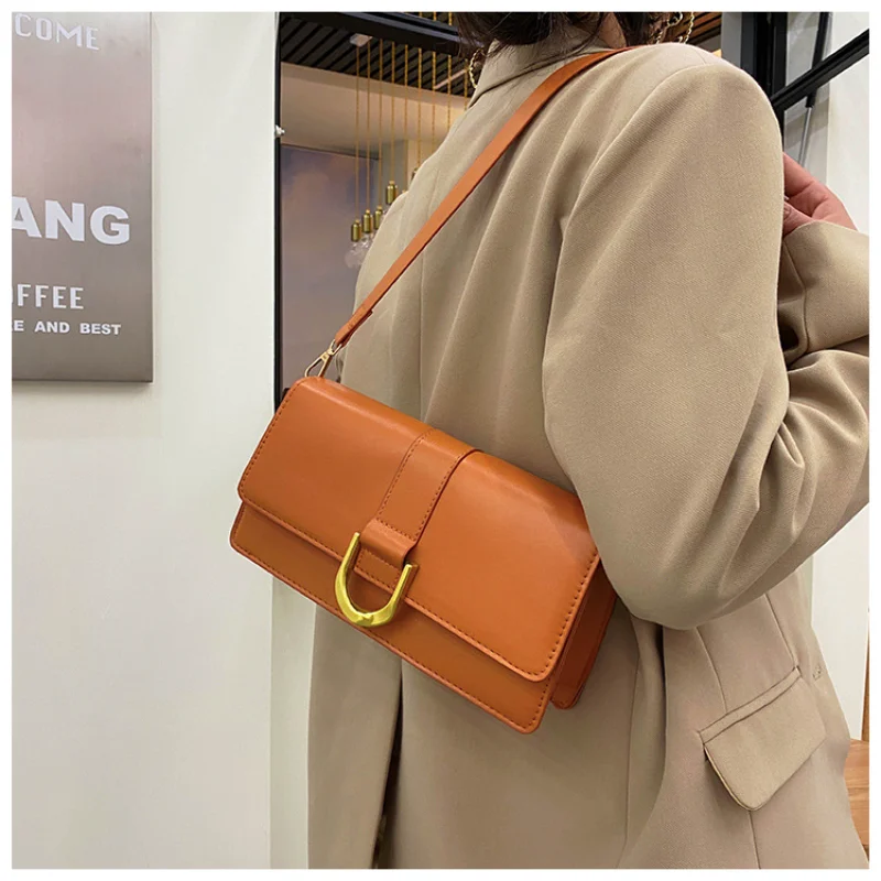 

Women Single Shoulder Underarm Bag Casual Crossbody Handbags New Style Double Shoulder Strap Fashion Bags Pu Leather Solid Bags