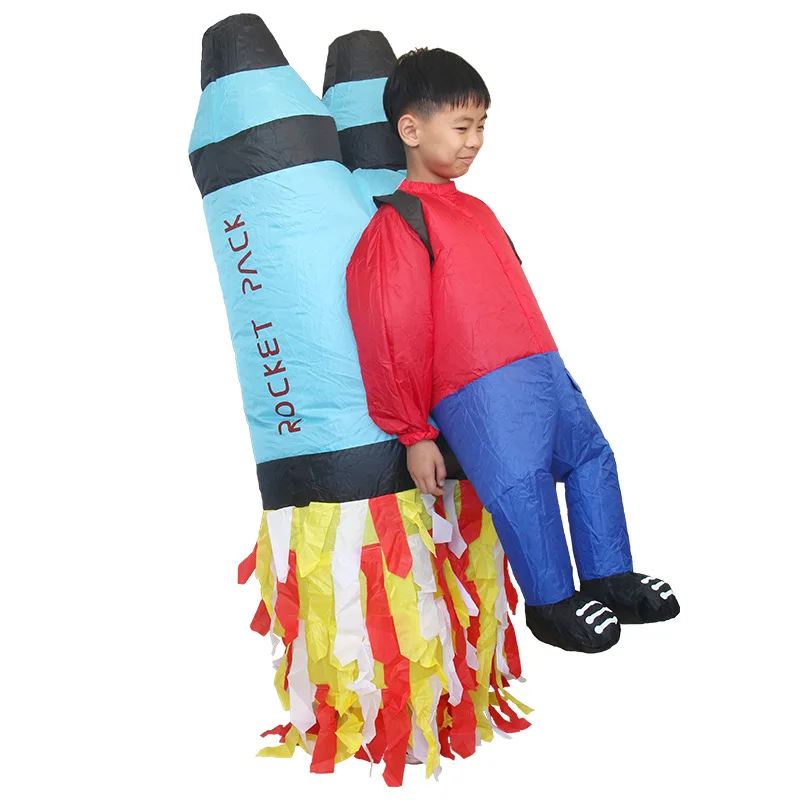 Rocket Costume Kids Inflatable Suit Jetpack Performance Halloween Cosplay Dress Up Clothes Festival Outfit Funny Surprise Wear