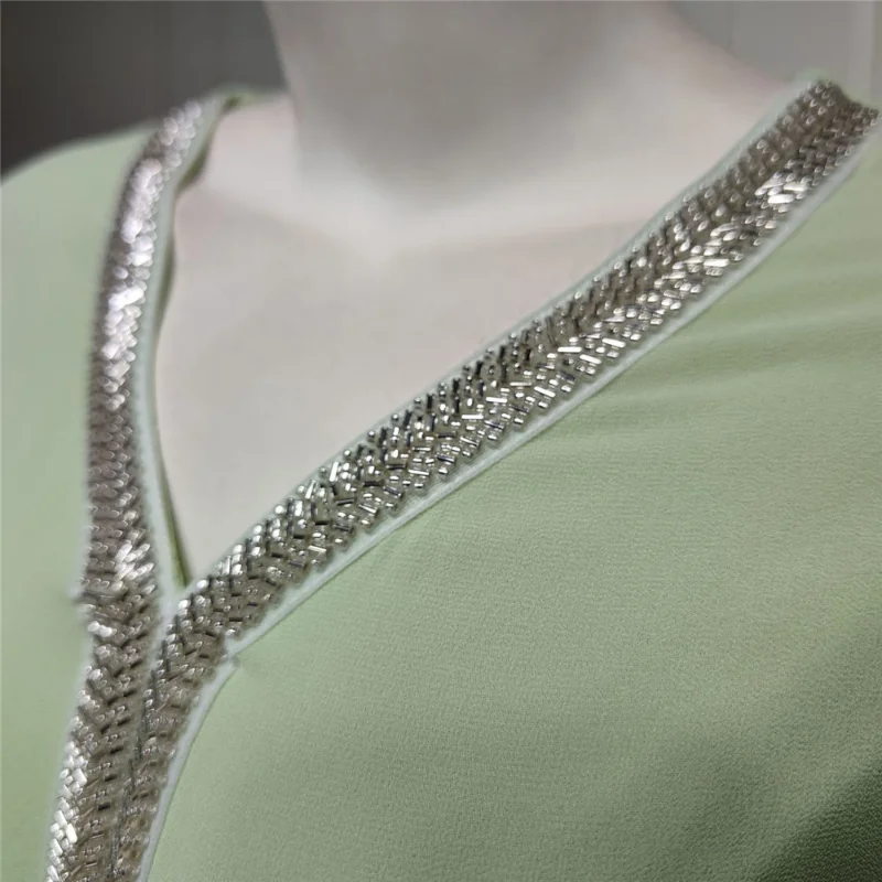 Arabic Abaya Luxury Beading Muslim Women Long Dress Dubai Turkey Moroccan Jalabiya Maxi Robe Chiffon Summer Hijab Dress Ramadan