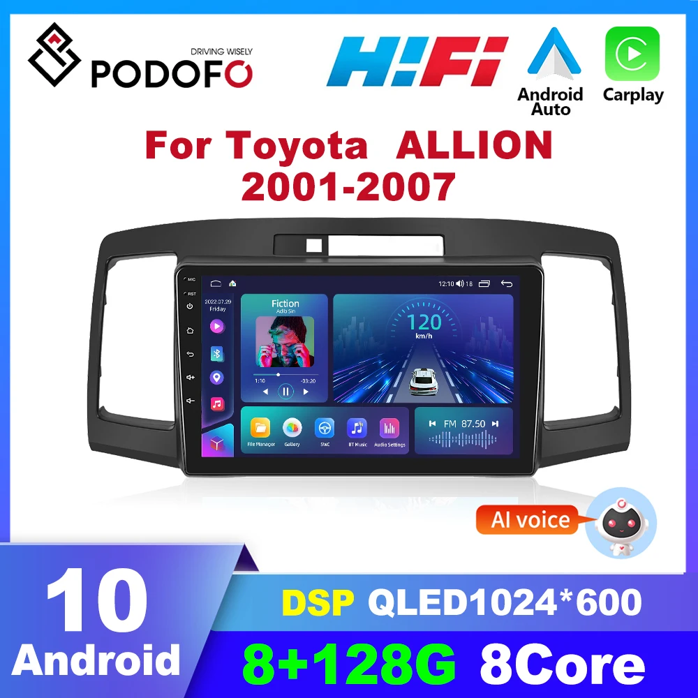 

Автомагнитола Podofo на Android, 2DIN, мультимедийный проигрыватель, GPS-навигация, DSP, для Toyota 2001-2007