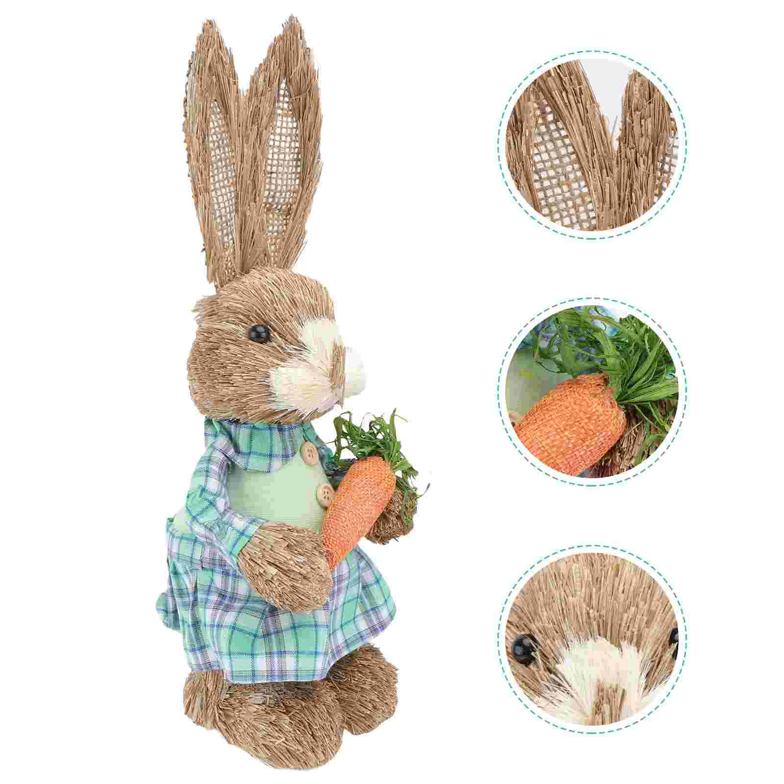

Bunny Easter Table Rabbit Tabletop Figurine Sculptures Statues Decoration Basket Decor Animal Standing Straw Topper Figurines