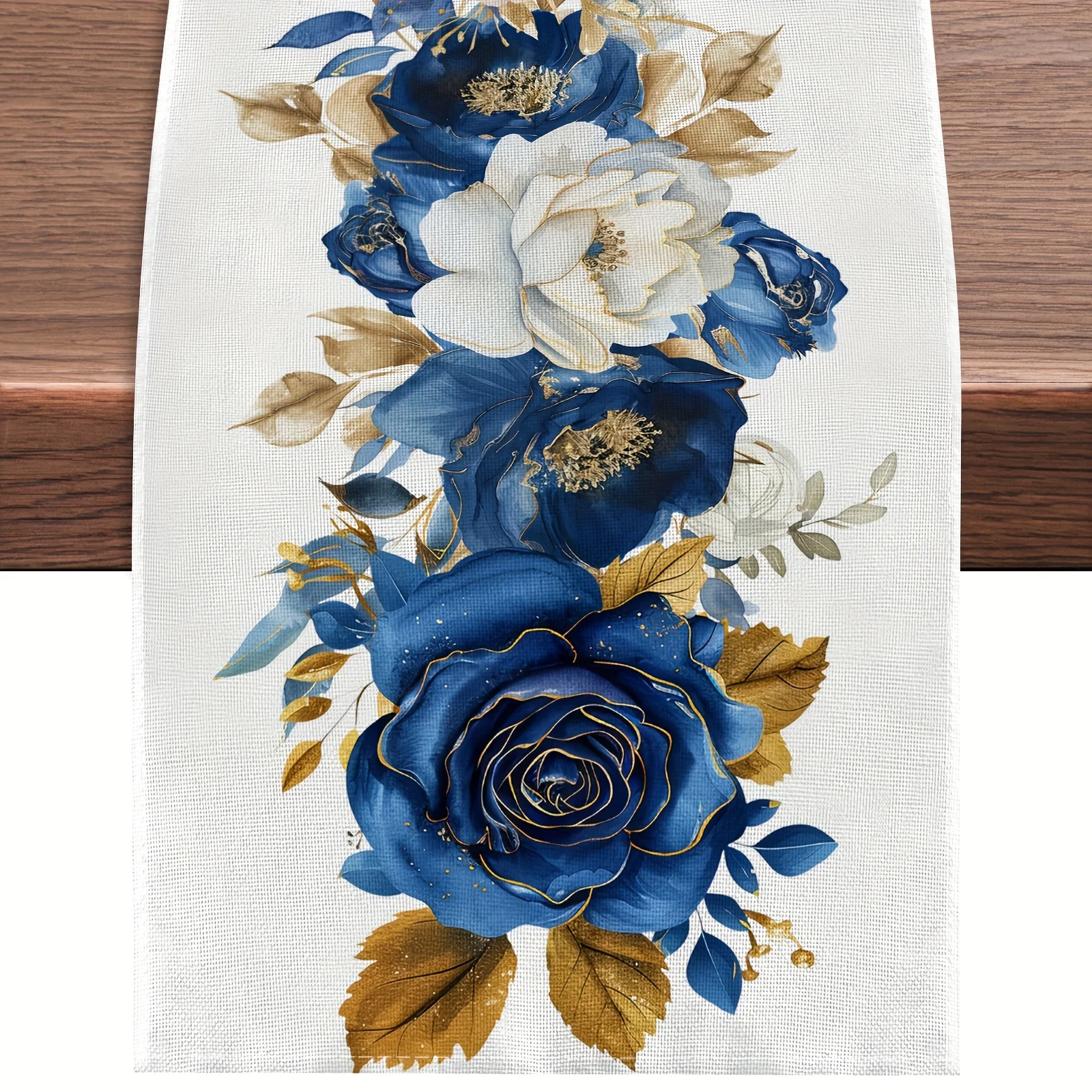 

Льняная дорожка для стола Blue White Rose