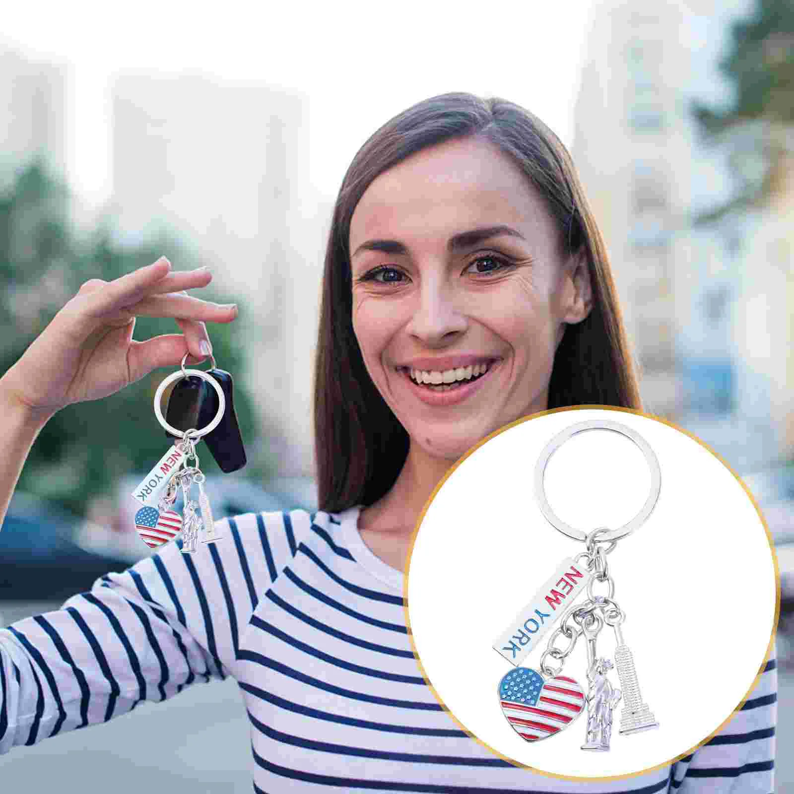 

Independence Day Keychain Car Fob Portable Suitcase Pendants Fashion Creative Chains Metal Keychains Unique Backpack