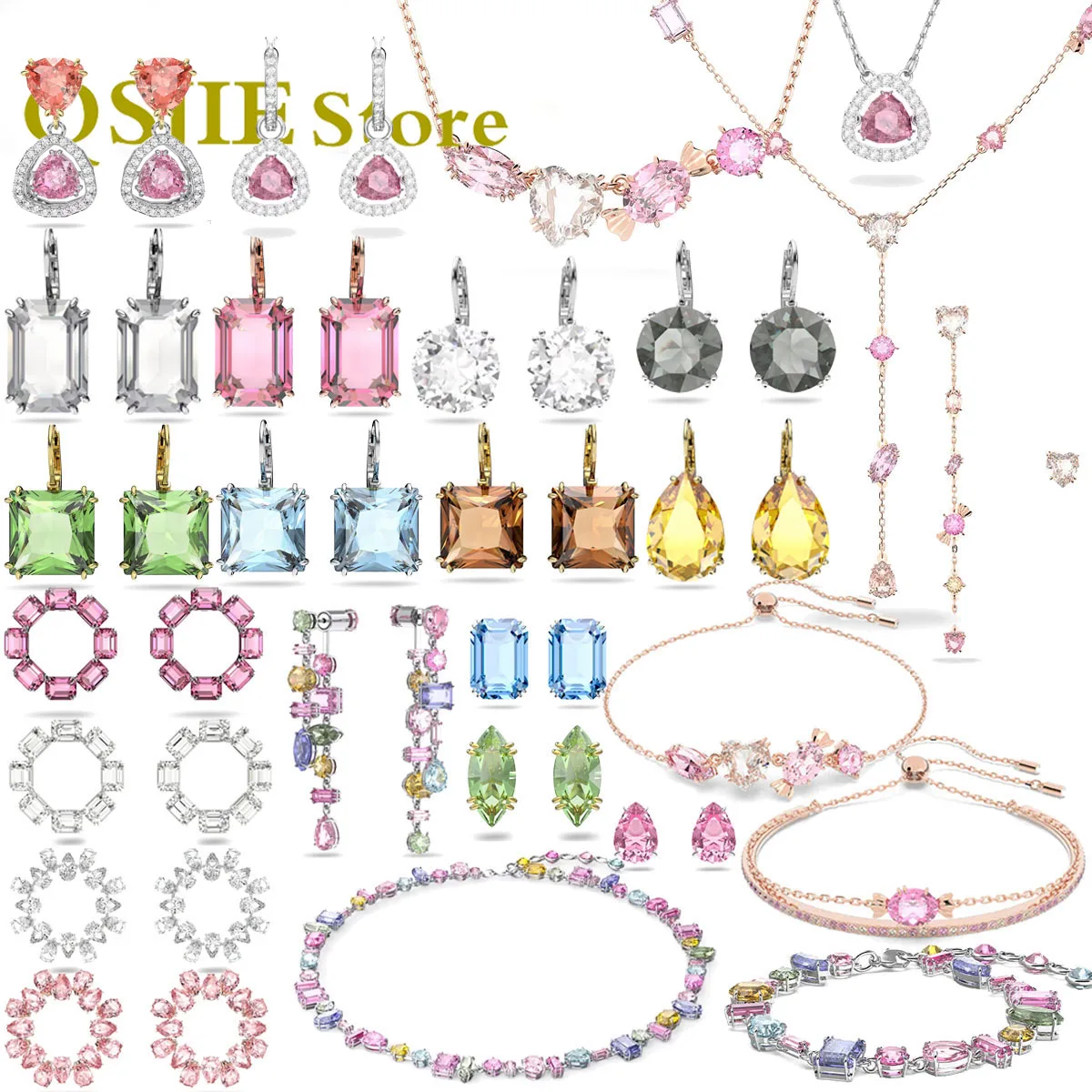 Swa 2022 Fine Jewelry Sets Original GEMA Charms Crystals Necklace/Earrings/Ring Romantic Gift Free Shippin Luxury Woman Jewelry