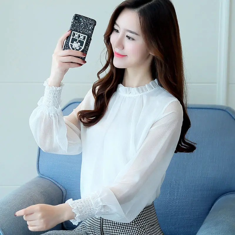 

Блузка женская кружевная с длинным рукавом, на весну/осень, B11