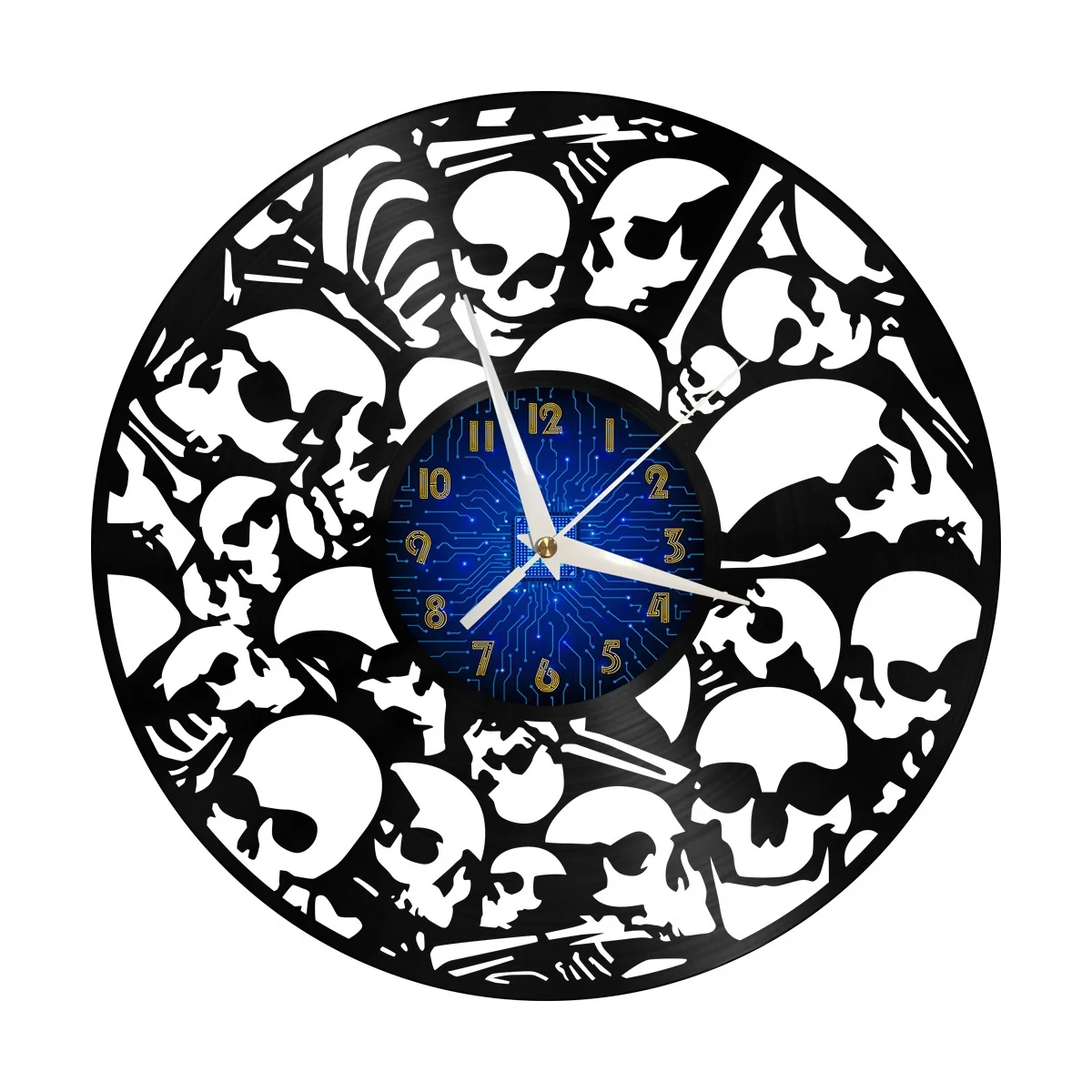 

Skull Group Vinyl Wall Clock, Vinyl Record Clock Wall Art Silent & Non-ticking