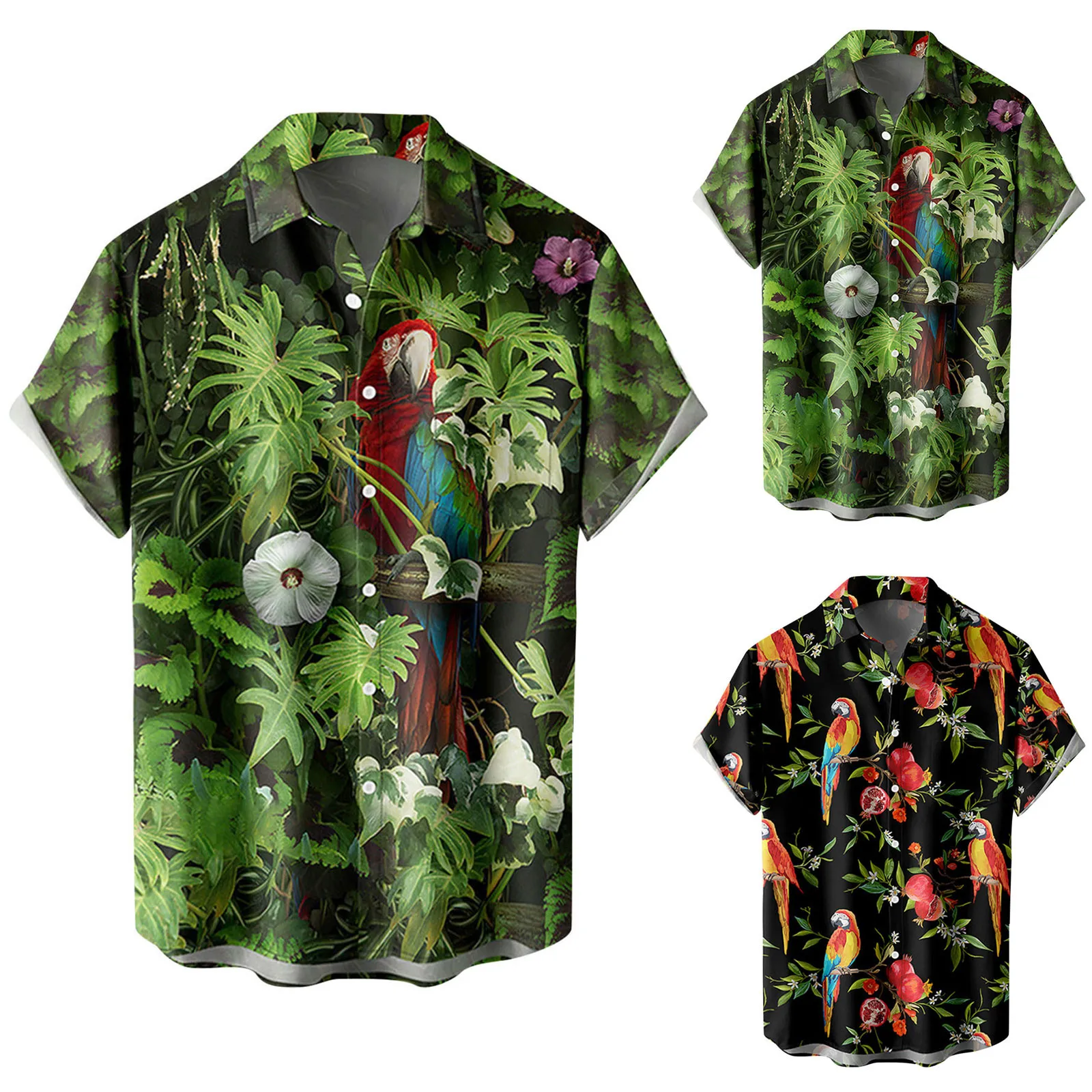 

Men Black Bodysuit Mens Fashion And Leisure 3D Digital Printing Buckle Lapel Short Sleeve Shirt Top Spandex T Shirts for Men