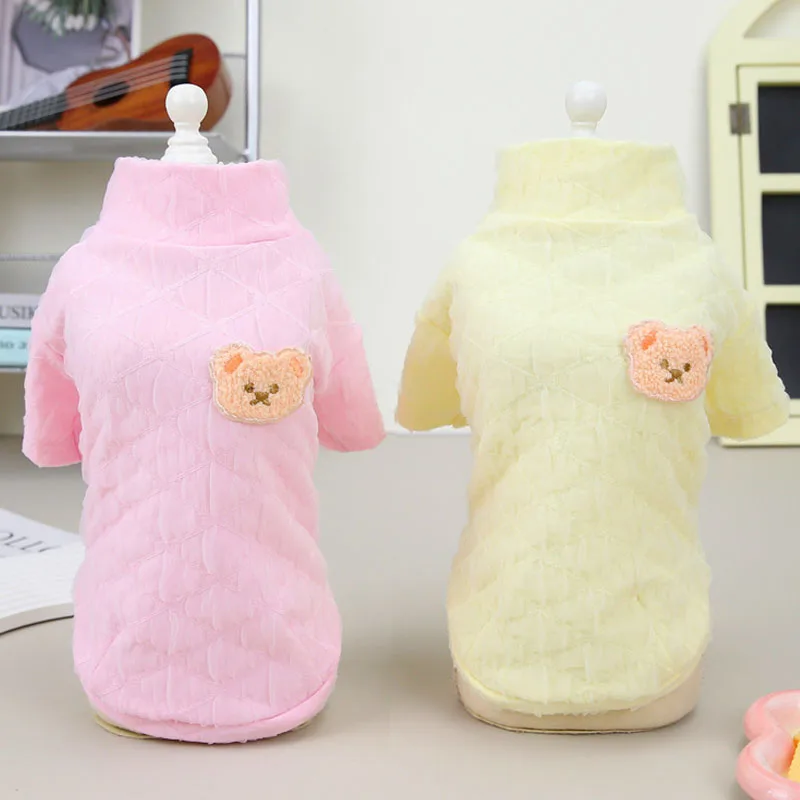 

Cute Seersucker Dog Clothes Dog Hoodies TShirt for Small Medium Dogs Chihuahua Pet Turtleneck Sweater Kitten Bottoming Shirt XXL