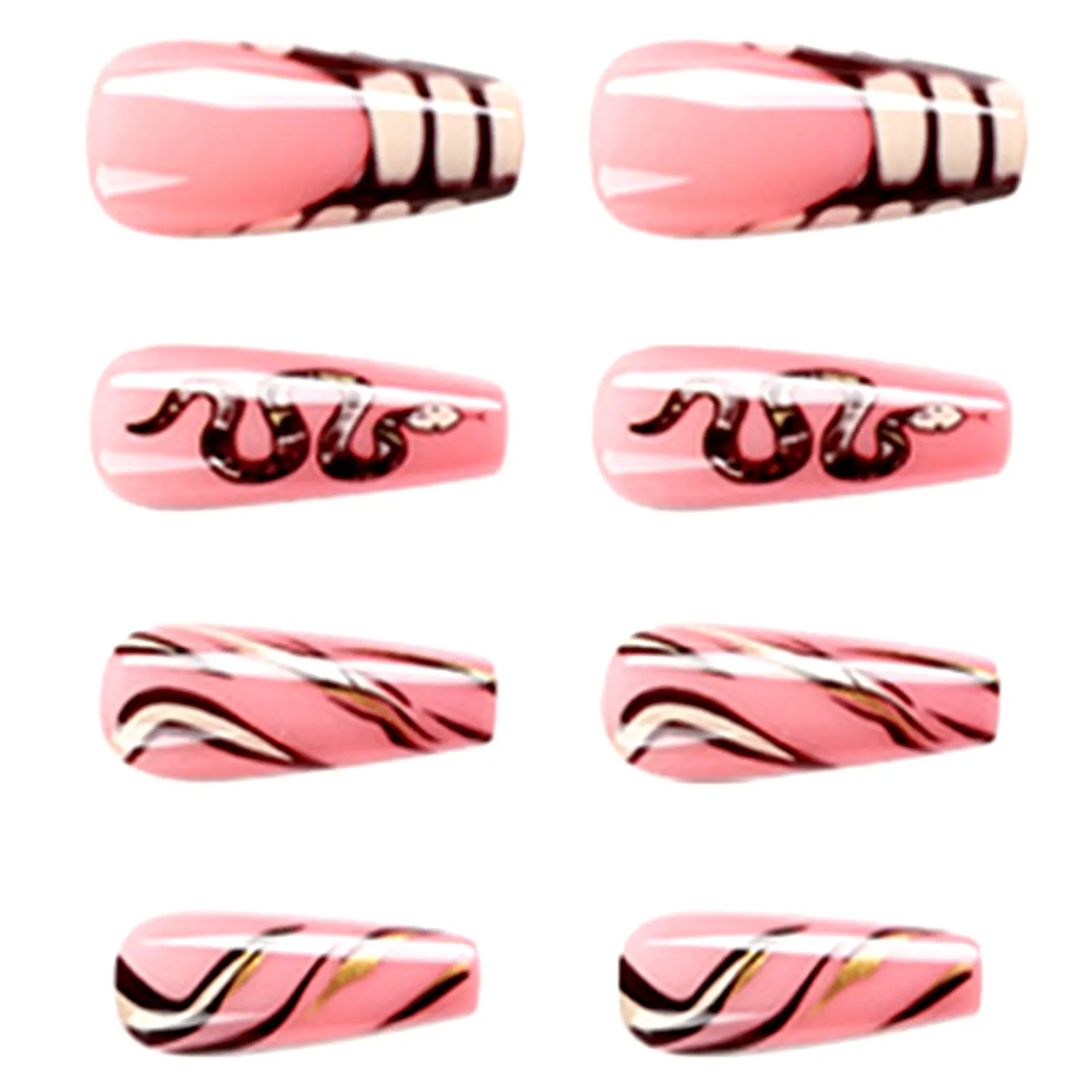 

Шикарные накладные ногти со змеиным узором, сверхпрочные и никогда не разделяющие искусственные ногти для опытных людей, чтобы обучить нав...